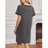 imageEkouaer Nightgowns for Women Short Sleeve Sleep Shirt V Neck Night Gown Ribbed Night Shirts Sleepwear SXXXLDark Grey2