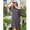 imageEkouaer Nightgowns for Women Short Sleeve Sleep Shirt V Neck Night Gown Ribbed Night Shirts Sleepwear SXXXLDark Grey2