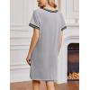imageEkouaer Nightgowns for Women Short Sleeve Sleep Shirt V Neck Night Gown Ribbed Night Shirts Sleepwear SXXXLLight Grey