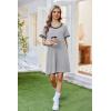 imageEkouaer Nightgowns for Women Short Sleeve Sleep Shirt V Neck Night Gown Ribbed Night Shirts Sleepwear SXXXLLight Grey