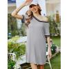 imageEkouaer Nightgowns for Women Short Sleeve Sleep Shirt V Neck Night Gown Ribbed Night Shirts Sleepwear SXXXLLight Grey