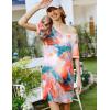 imageEkouaer Nightgowns for Women Short Sleeve Sleep Shirt V Neck Night Gown Ribbed Night Shirts Sleepwear SXXXLMarble Pattern