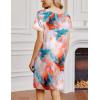 imageEkouaer Nightgowns for Women Short Sleeve Sleep Shirt V Neck Night Gown Ribbed Night Shirts Sleepwear SXXXLMarble Pattern