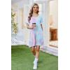 imageEkouaer Nightgowns for Women Short Sleeve Sleep Shirt V Neck Night Gown Ribbed Night Shirts Sleepwear SXXXLPurple Tie Dye