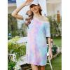 imageEkouaer Nightgowns for Women Short Sleeve Sleep Shirt V Neck Night Gown Ribbed Night Shirts Sleepwear SXXXLPurple Tie Dye