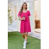 imageEkouaer Nightgowns for Women Short Sleeve Sleep Shirt V Neck Night Gown Ribbed Night Shirts Sleepwear SXXXLRose Red