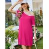 imageEkouaer Nightgowns for Women Short Sleeve Sleep Shirt V Neck Night Gown Ribbed Night Shirts Sleepwear SXXXLRose Red