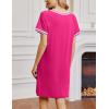 imageEkouaer Nightgowns for Women Short Sleeve Sleep Shirt V Neck Night Gown Ribbed Night Shirts Sleepwear SXXXLRose Red