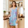 imageEkouaer Nightgowns for Women Tank Sleep Shirts Sleeveless Sleep Dress with Pockets Wide Strap NightshirtsBlue Tie Dye