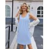 imageEkouaer Nightgowns for Women Tank Sleep Shirts Sleeveless Sleep Dress with Pockets Wide Strap NightshirtsLight Blue