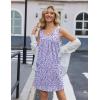 imageEkouaer Nightgowns for Women Tank Sleep Shirts Sleeveless Sleep Dress with Pockets Wide Strap NightshirtsPurple Floral