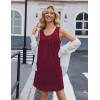 imageEkouaer Nightgowns for Women Tank Sleep Shirts Sleeveless Sleep Dress with Pockets Wide Strap NightshirtsWine Red