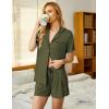 imageEkouaer Pajamas Set for Women Short Sleeve Sleepwear Button Down Pjs Soft 2 Piece Lounge SetsArmy Green