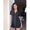 imageEkouaer Pajamas Set for Women Short Sleeve Sleepwear Button Down Pjs Soft 2 Piece Lounge SetsBlack