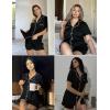 imageEkouaer Pajamas Set for Women Short Sleeve Sleepwear Button Down Pjs Soft 2 Piece Lounge SetsBlack