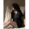 imageEkouaer Pajamas Set for Women Short Sleeve Sleepwear Button Down Pjs Soft 2 Piece Lounge SetsBlack