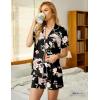 imageEkouaer Pajamas Set for Women Short Sleeve Sleepwear Button Down Pjs Soft 2 Piece Lounge SetsBlack Floral