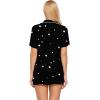 imageEkouaer Pajamas Set for Women Short Sleeve Sleepwear Button Down Pjs Soft 2 Piece Lounge SetsBlack With Stars