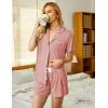 imageEkouaer Pajamas Set for Women Short Sleeve Sleepwear Button Down Pjs Soft 2 Piece Lounge SetsDark Pink