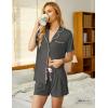 imageEkouaer Pajamas Set for Women Short Sleeve Sleepwear Button Down Pjs Soft 2 Piece Lounge SetsDeep Flower Gray