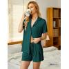 imageEkouaer Pajamas Set for Women Short Sleeve Sleepwear Button Down Pjs Soft 2 Piece Lounge SetsGreen