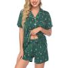 imageEkouaer Pajamas Set for Women Short Sleeve Sleepwear Button Down Pjs Soft 2 Piece Lounge SetsGreen Christmas Deer