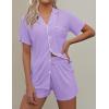 imageEkouaer Pajamas Set for Women Short Sleeve Sleepwear Button Down Pjs Soft 2 Piece Lounge SetsLavender