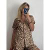 imageEkouaer Pajamas Set for Women Short Sleeve Sleepwear Button Down Pjs Soft 2 Piece Lounge SetsLeopard