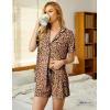 imageEkouaer Pajamas Set for Women Short Sleeve Sleepwear Button Down Pjs Soft 2 Piece Lounge SetsLeopard