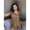 imageEkouaer Pajamas Set for Women Short Sleeve Sleepwear Button Down Pjs Soft 2 Piece Lounge SetsLeopard