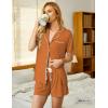 imageEkouaer Pajamas Set for Women Short Sleeve Sleepwear Button Down Pjs Soft 2 Piece Lounge SetsLight Brown