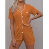 imageEkouaer Pajamas Set for Women Short Sleeve Sleepwear Button Down Pjs Soft 2 Piece Lounge SetsLight Brown