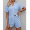 imageEkouaer Pajamas Set for Women Short Sleeve Sleepwear Button Down Pjs Soft 2 Piece Lounge SetsLight Sky Blue