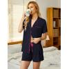 imageEkouaer Pajamas Set for Women Short Sleeve Sleepwear Button Down Pjs Soft 2 Piece Lounge SetsNavy Blue