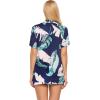 imageEkouaer Pajamas Set for Women Short Sleeve Sleepwear Button Down Pjs Soft 2 Piece Lounge SetsNavy Leaves
