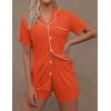 imageEkouaer Pajamas Set for Women Short Sleeve Sleepwear Button Down Pjs Soft 2 Piece Lounge SetsOrange