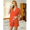 imageEkouaer Pajamas Set for Women Short Sleeve Sleepwear Button Down Pjs Soft 2 Piece Lounge SetsOrange