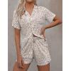 imageEkouaer Pajamas Set for Women Short Sleeve Sleepwear Button Down Pjs Soft 2 Piece Lounge SetsPink Leopard