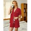 imageEkouaer Pajamas Set for Women Short Sleeve Sleepwear Button Down Pjs Soft 2 Piece Lounge SetsRed