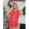 imageEkouaer Pajamas Set for Women Short Sleeve Sleepwear Button Down Pjs Soft 2 Piece Lounge SetsRed Christmas Pattern