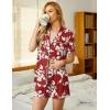 imageEkouaer Pajamas Set for Women Short Sleeve Sleepwear Button Down Pjs Soft 2 Piece Lounge SetsRed Floral
