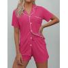 imageEkouaer Pajamas Set for Women Short Sleeve Sleepwear Button Down Pjs Soft 2 Piece Lounge SetsRose Red