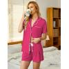imageEkouaer Pajamas Set for Women Short Sleeve Sleepwear Button Down Pjs Soft 2 Piece Lounge SetsRose Red