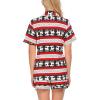 imageEkouaer Pajamas Set for Women Short Sleeve Sleepwear Button Down Pjs Soft 2 Piece Lounge SetsStriped Christmas Deer