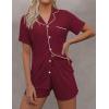 imageEkouaer Pajamas Set for Women Short Sleeve Sleepwear Button Down Pjs Soft 2 Piece Lounge SetsWine Red