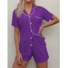 imageEkouaer Pajamas Set for Women Short Sleeve Sleepwear Button Down Pjs Soft 2 Piece Lounge SetsWineberry