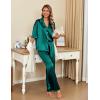 imageEkouaer Silk Satin Pajamas Set Women Short Sleeve Pj Sets Button Down Sleepwear 2 Piece Soft Loungewear SXXLBlue Green