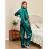 imageEkouaer Silk Satin Pajamas Set Women Short Sleeve Pj Sets Button Down Sleepwear 2 Piece Soft Loungewear SXXLBlue Green