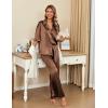 imageEkouaer Silk Satin Pajamas Set Women Short Sleeve Pj Sets Button Down Sleepwear 2 Piece Soft Loungewear SXXLBrown