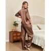 imageEkouaer Silk Satin Pajamas Set Women Short Sleeve Pj Sets Button Down Sleepwear 2 Piece Soft Loungewear SXXLBrown